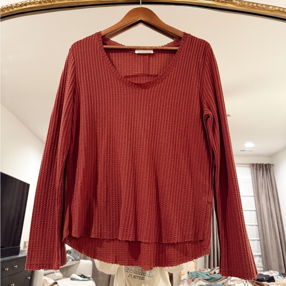 Waffle knit sweater